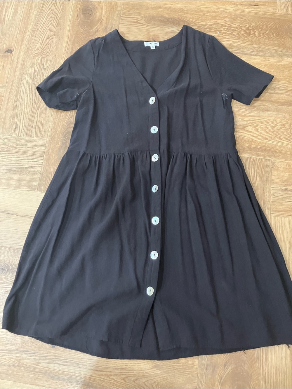 Reitmans Signature Black Button-Front Mini Dress